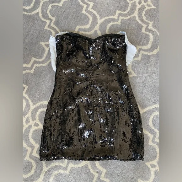 Nasty Gal Contrast Bow Sequin Bodycon Mini Dress Size 6 - New with Tags - Picture 7 of 8